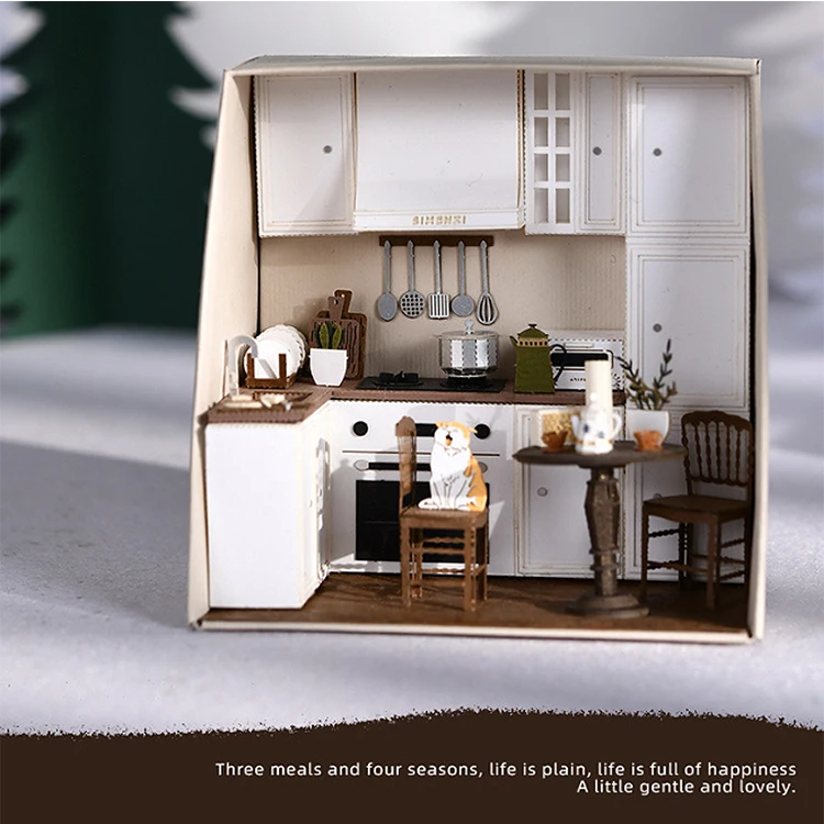 Wooden Mini Doll Hous DIY Kit for Making Room Toys Home Bedroom Decoration with Furniture Kit with LED for Home Decoration Gifts