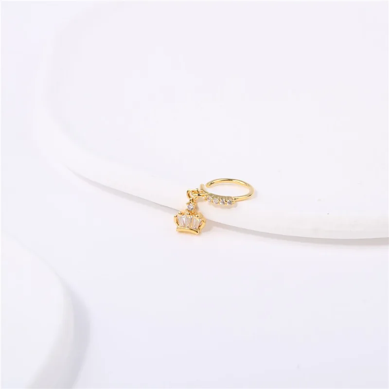 Pendant Nose Ring Hoop Evil Eye Crown Butterfly Wings Dangling Hoop Nose Rings 18K Gold Plated Nose Piercing Jewelry