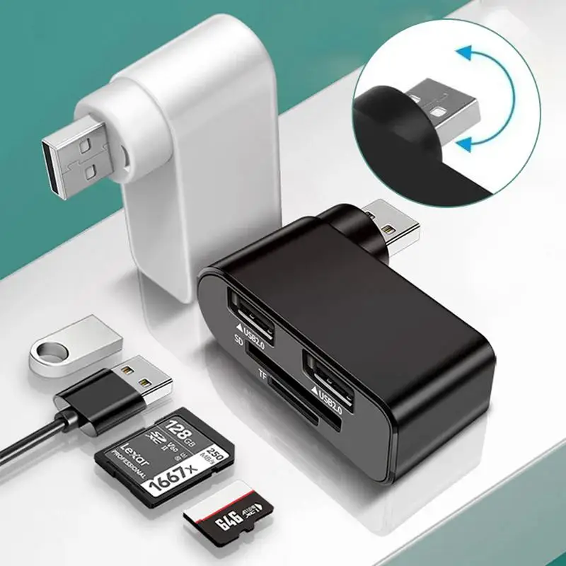 

USB Hub USB2.0 Adapter Rotatable 3-port HUB 480Mbps fast USB adapter docking station Multi-functional USB Extender For Notebook