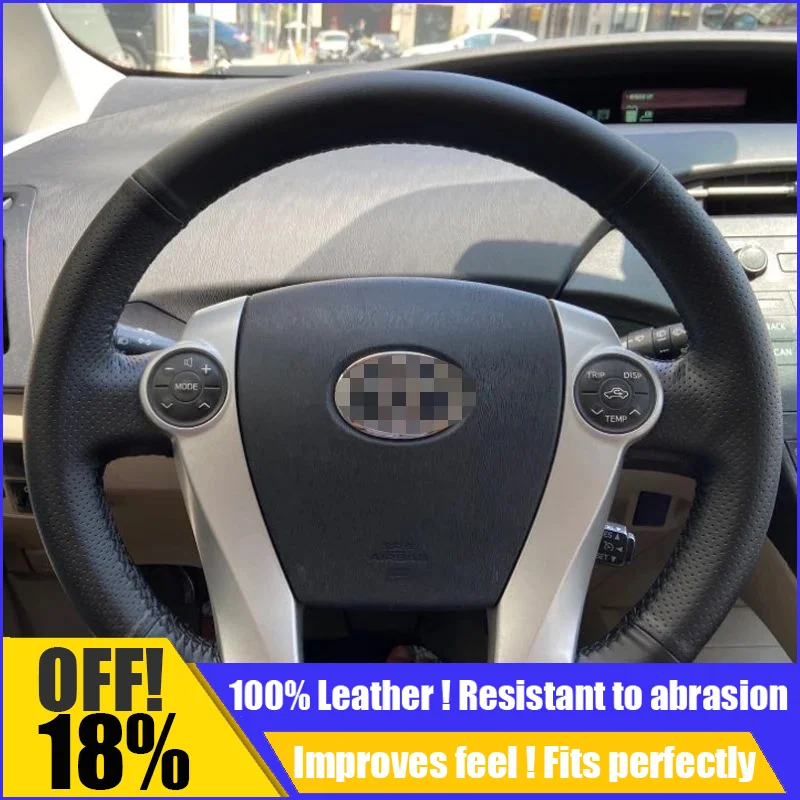 

Leather Car Steering Wheel Cover Fit For Toyota Prius 2009-2015 Aqua Hand Sewing Custom Interior Diy Auto Car Accessories