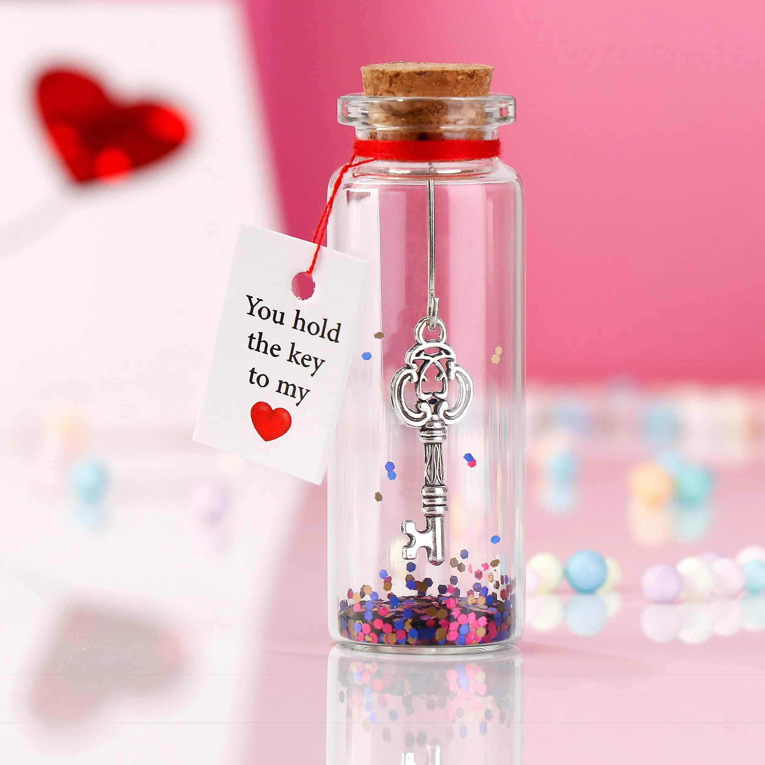 Glass Bottles Key Wishing Bottle Valentine's Day Table Decoration Bottle Valentine's Day Gift