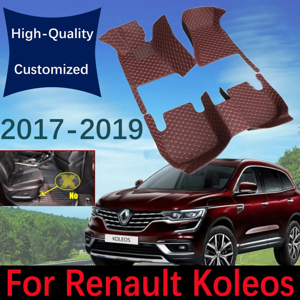 

Custom Leather Car Floor Mats For Renault Koleos 2017 2018 2019 Fashion Automobile Carpet Rugs Foot Pads Interior Accessories