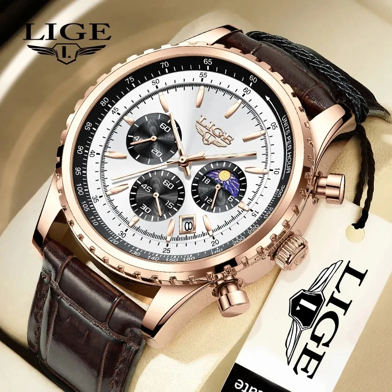 New LIGE Men's Watches Top Brand Luxury Men Wrist Watch Leather