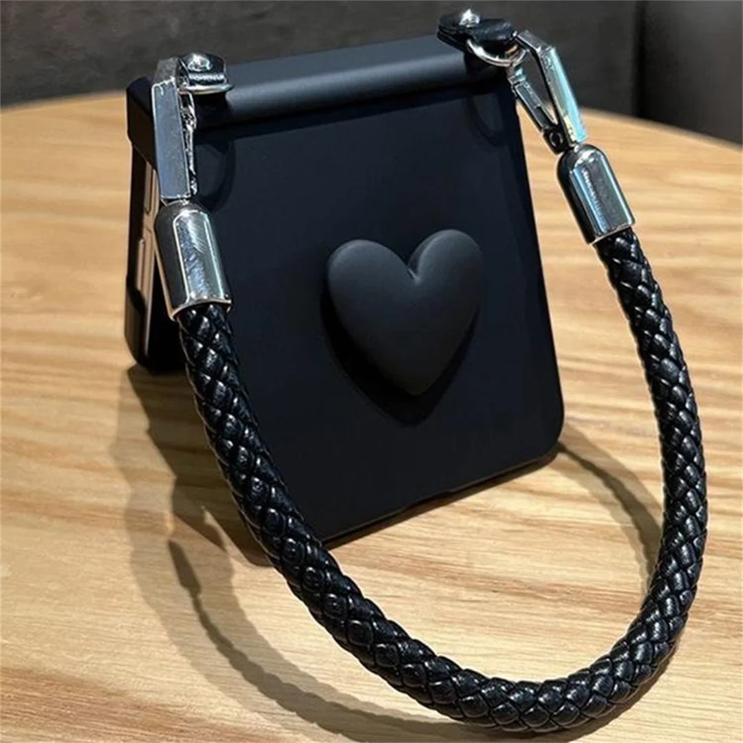 Korean Luxury Black Heart Rope Shockproof Case