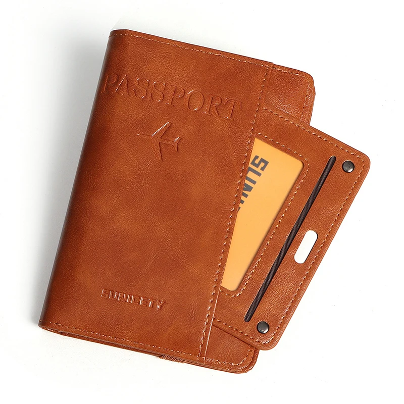 RFID Blocking Elastic Band Travel Passport Cover Wallet PU Leather Women Cards Case Men Document Driver\'s License Holder Pouch