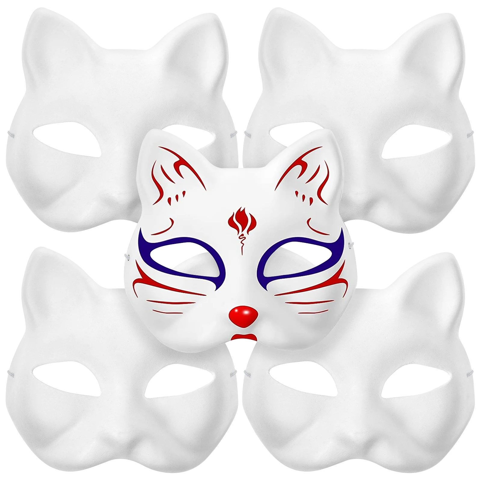 5/8Pcs Cat Face Mask DIY Paintable Blank Mask Eco-friendly Pulp Party Mask  Halloween Masquerade Costume Cosplay Accessory White - AliExpress