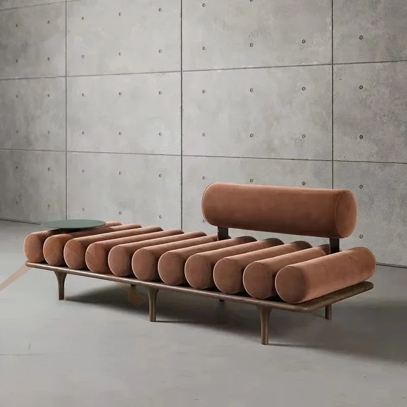 

Solid wood living room small unit fabric sofa design, irregular bedroom bed end, shoe stool replacement