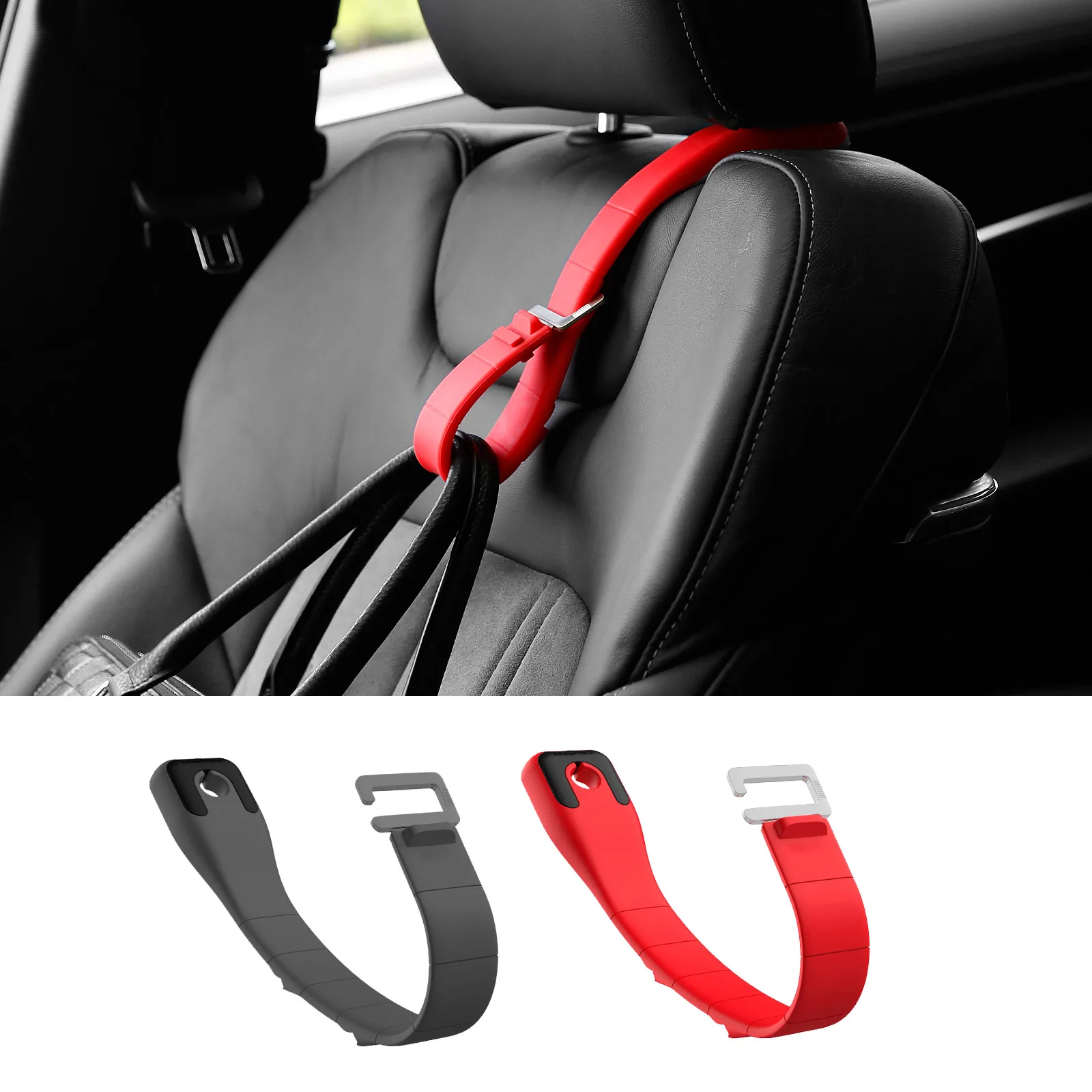 

1pcs Car Seat Back Hook Headrest Hanger Silicone Red Black Brown Bag Holder Car Seat Organizer Auto Accessories Interior