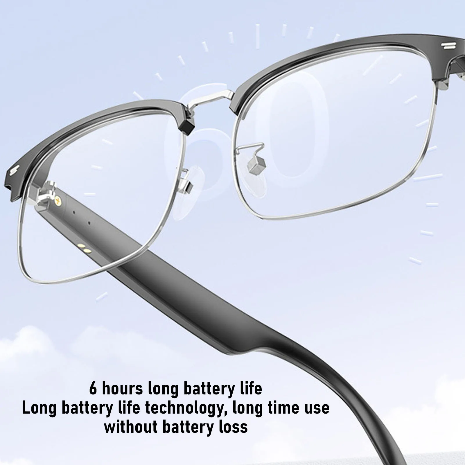 Smart Glasses Bluetooth Glasses Metal Frame Magnetic Charging Remote Photo Shooting Touch Sensor Control PC for Online Meeting 5