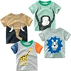 Dropshipping 4PCS/SET 2025 Summer New Boys' Cartoon Monkey Elephant T-shirt Short Sleeve T Shirt Dinosaur Children Tops Tees 1