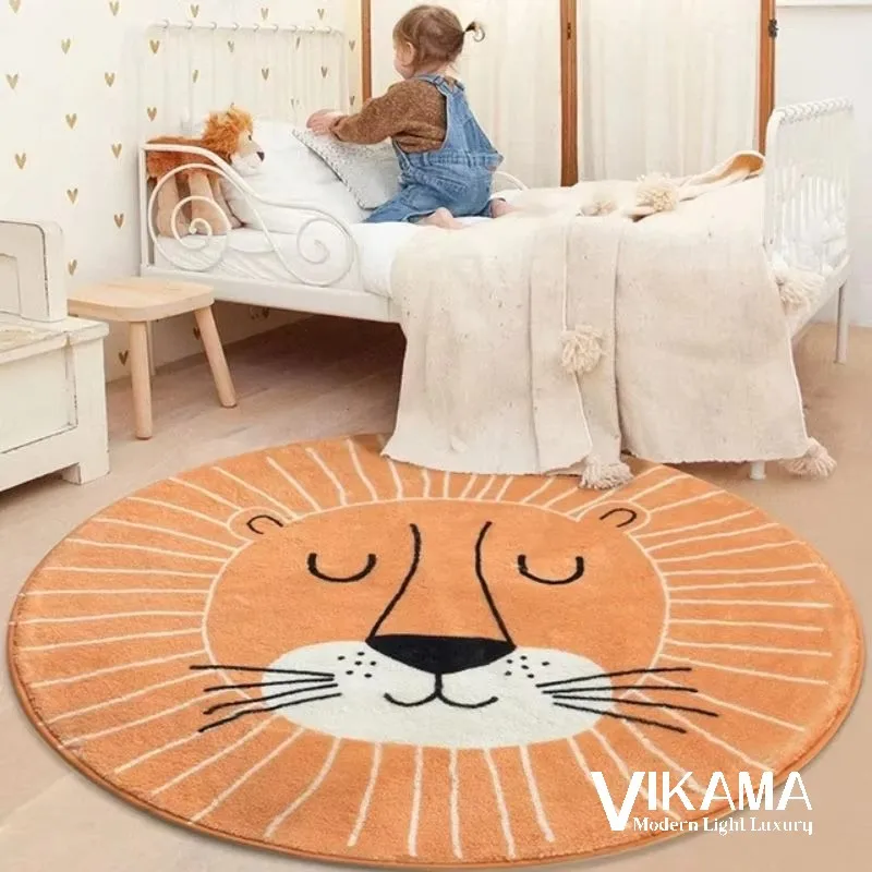 Carpet Lion Cartoon Anti Slip Bedroom Living Room Children's Round Floor Mat