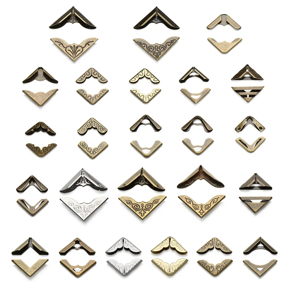 Set of 4 Metal Decorative Corner Protectors for Books, Albums, Menus, and Crafts