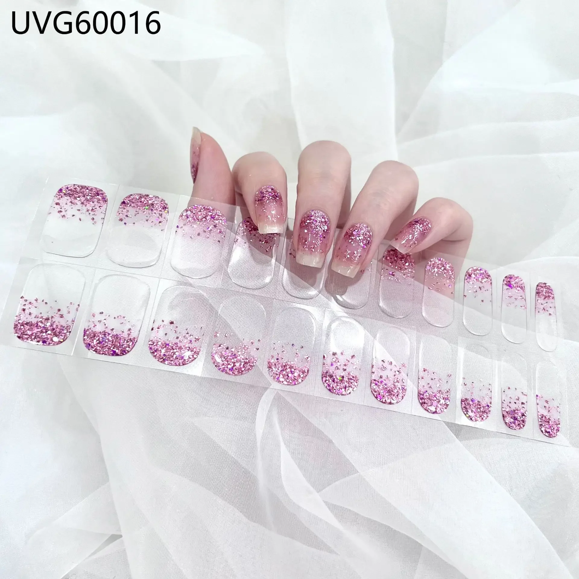 Multicolor Decals Gel Nail Stickers for UV Lamp Full High Quality Use 100% Nail Gel Maniko Semi Cured Gel Nails Strips Nail Art 3