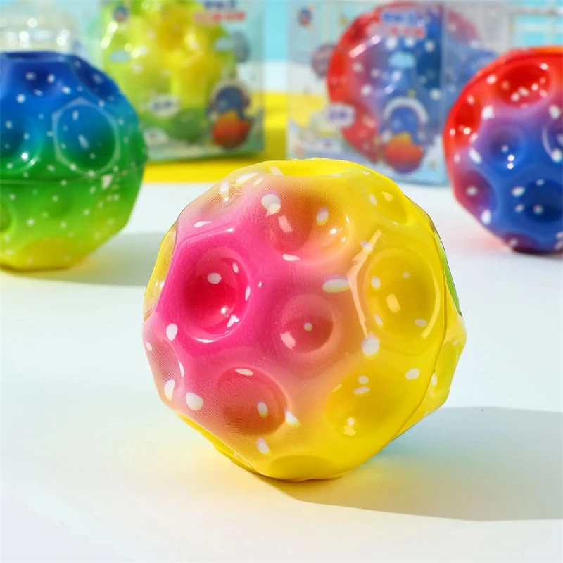 12Pcs Colorful High Resilience Hole Ball Toy Soft Bouncy Ball Anti Fall Moon Shape Porous Extreme  for Kids Outdoor Games Toys 4