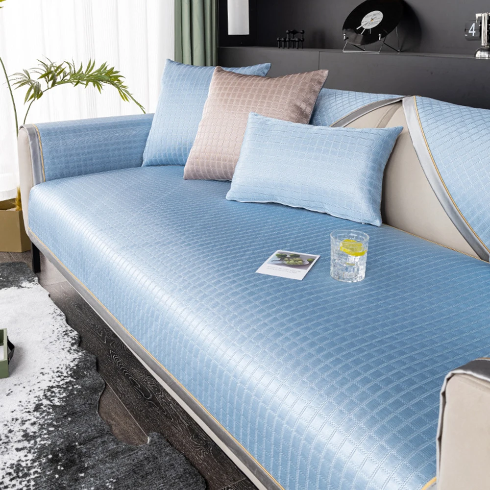 

Summer Ice Sofa Cushion Simple Non Slip Cool Sofa Seat Mat for Living Room Soft Towel Furniture Protection Cover Dust-Proof