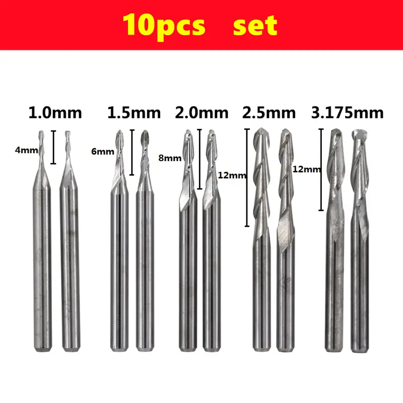 10pcs 2 Flute Ball Nose End Mill 3.175mm (1/8)Shank CNC Router Bit Carbide End Mill Spiral Milling Cutter for Woodworking image 13