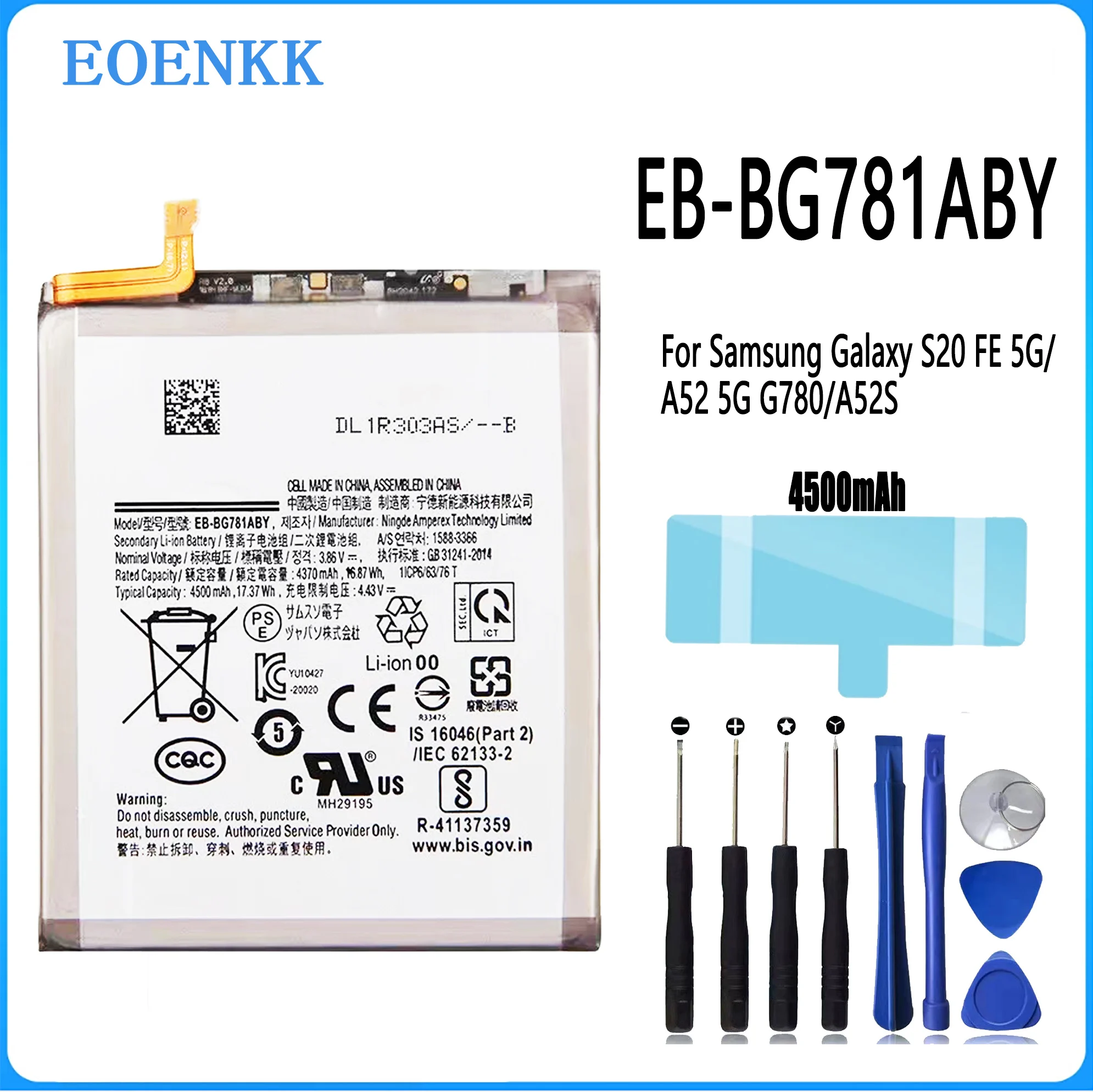 

EB-BG781ABY Battery For Samsung Galaxy S20 FE 5G/A52 5G/G780/A52S Original Capacity Replacement Repair Part Batteries Bateria