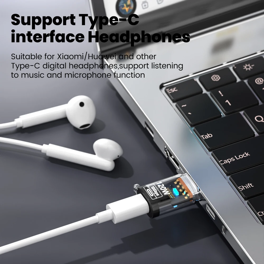 OLAF Gen2 USB3.2 OTG USB to Type C Adapter 120W Fast Charging USB C Male to Female Converter 10Gbps High-speed Data Transfer