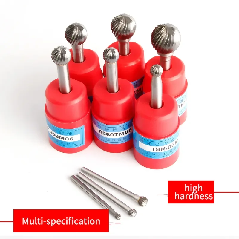 Description Picture 2 of itemYG8 Alloy Rotary File Carbide Grinding Head Tungsten Steel Milling Cutter File Single Slot Tooth Ball Head Round Ball D-Type