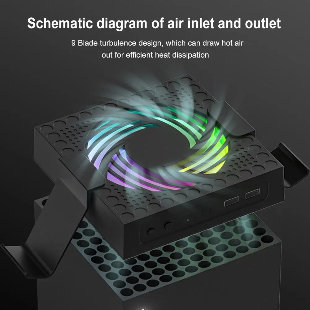 For Xbox Series X XSX Console Cooling Fan RGB Light Modes Fan Cooling System With 2 Detachable Hooks High Speed Top Cooler cooling fan,gaming cooling fan