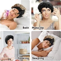 Nouveau Bonnet en Satin pour dormir, couverture de cheveux bouclés, Bonnet de nuit soyeux pour femmes, grand Bonnet de sommeil soyeux avec cravate 6