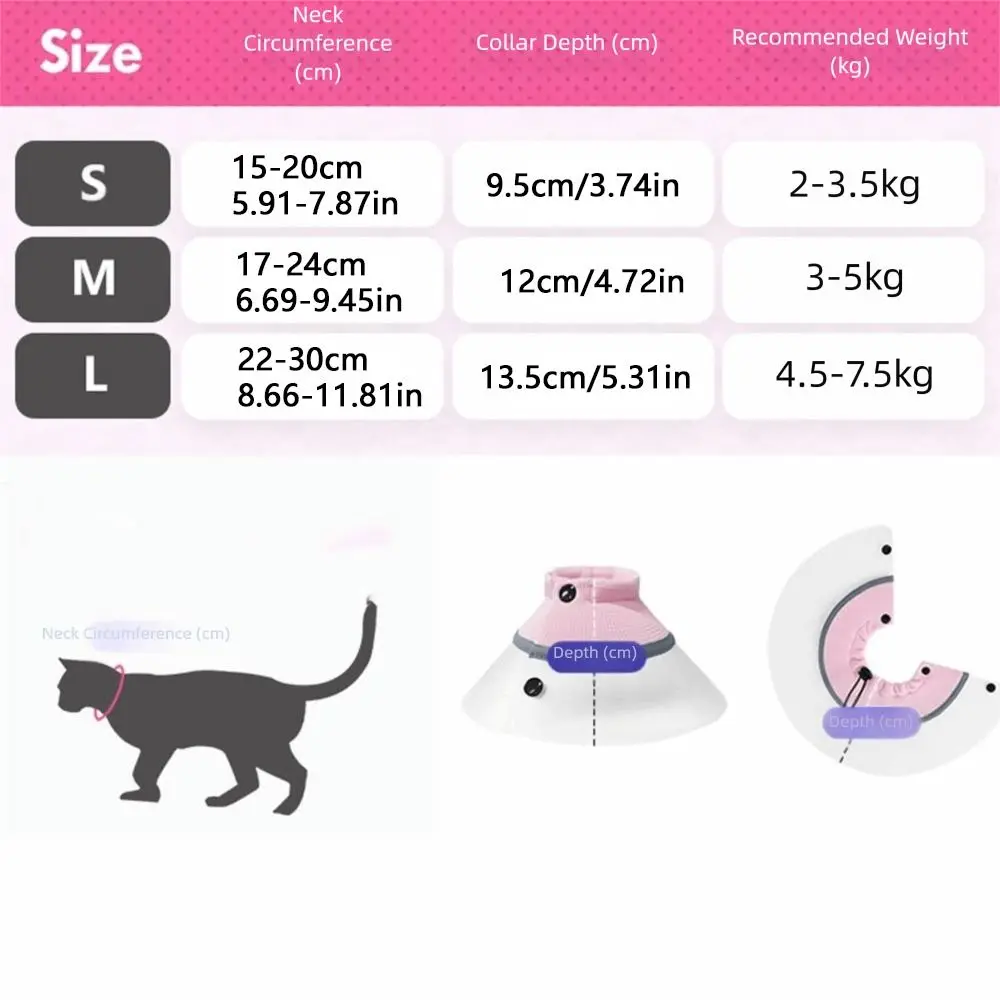 Breathable Pet Protective Collar Adjustable Bite Resistant Anti-Bite Collar Anti-Scratch Transparent Recovery Cone Collar