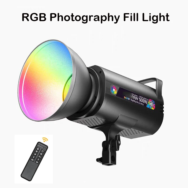 RGB 500W Multi Functional Photography Fill Light LED Video Light Remote Control COB Sun Lamp for Portrait Flash Studio Youtube