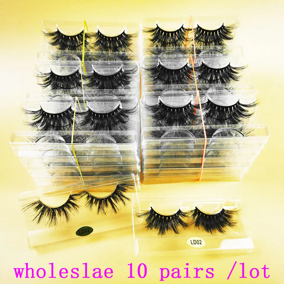 

Wholesale 10 Pairs 3D Mink Eyelashes Fluffy Dramatic Soft 25mm Mink Lashes Handmade Thick Long Cruelty Free Eyelash Makeup Bulk