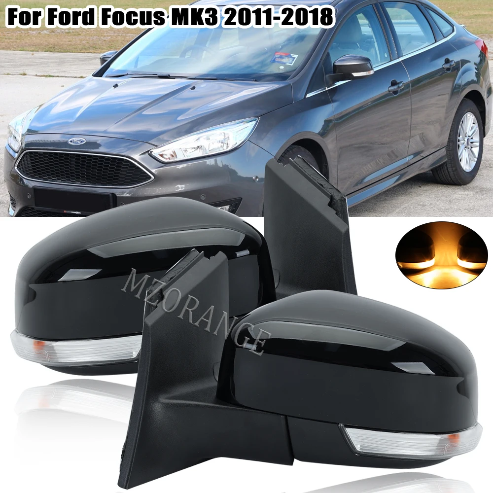 

Car Side Mirror Cover for Ford Focus MK3 EU 2011 - 2018 Rearview Mirror Door Wing Heated Black Turn Signal Lamp Fold Electric