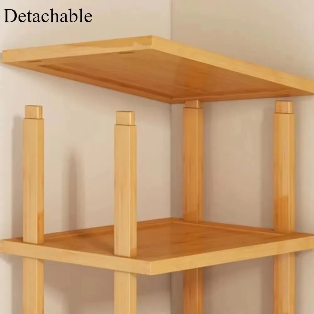 Bamboo Shoe Rack Multi-Layer Stackable Shoe Organizer Wall Corner Storage Racks Space Saving Shoes Cabinet Diy Storage Shelves shoe rack,shoe organizer,shoe cabinet