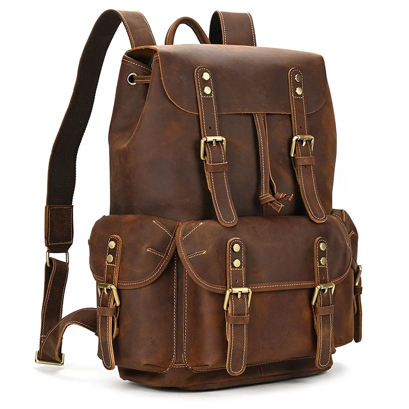 Leather Backpack Travel Pioneer™ - Dark Brown