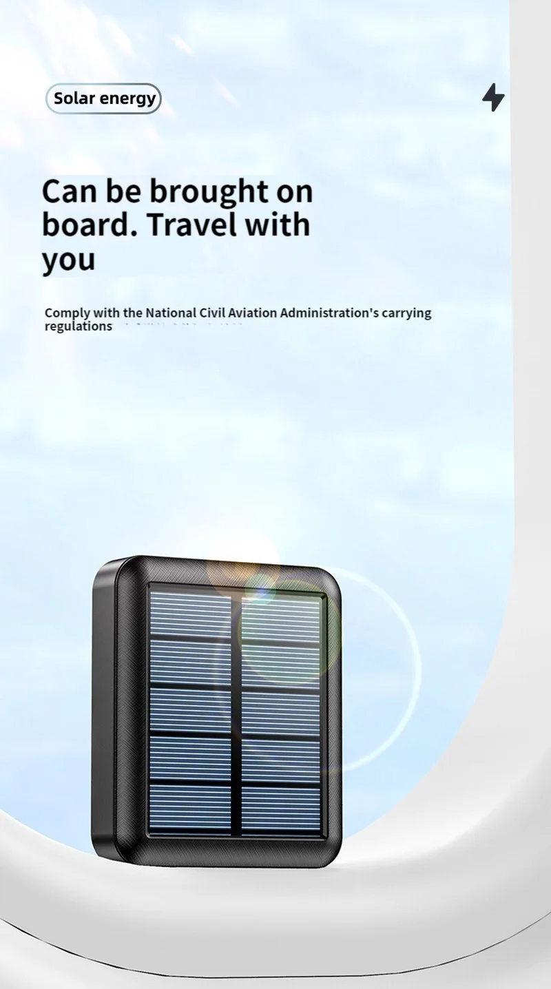Batterie externe solaire Lenovo 50000 mAh – Chargeur double USB portable