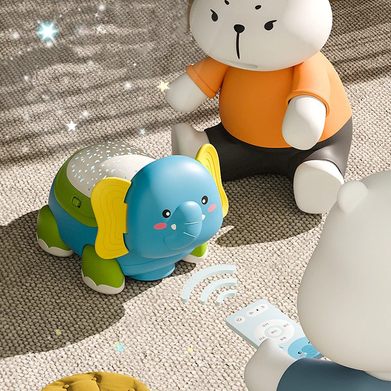 

Baby Electric Learning Crawl Elephant Appease Toy Sound Light Projection Educational Electronic Pets Toys for 6-12 Month Toddler