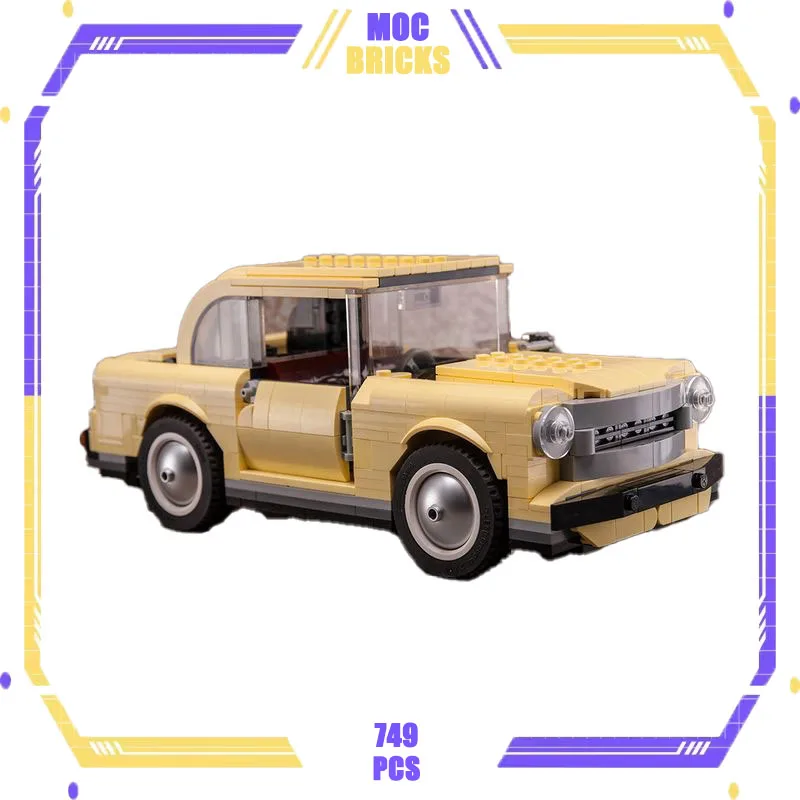 

MOC Building Block Classics Yellow Vintage Coupe Car Model Technology Bricks DIY Assembly Vehicle Toys Children's Holiday Gifts