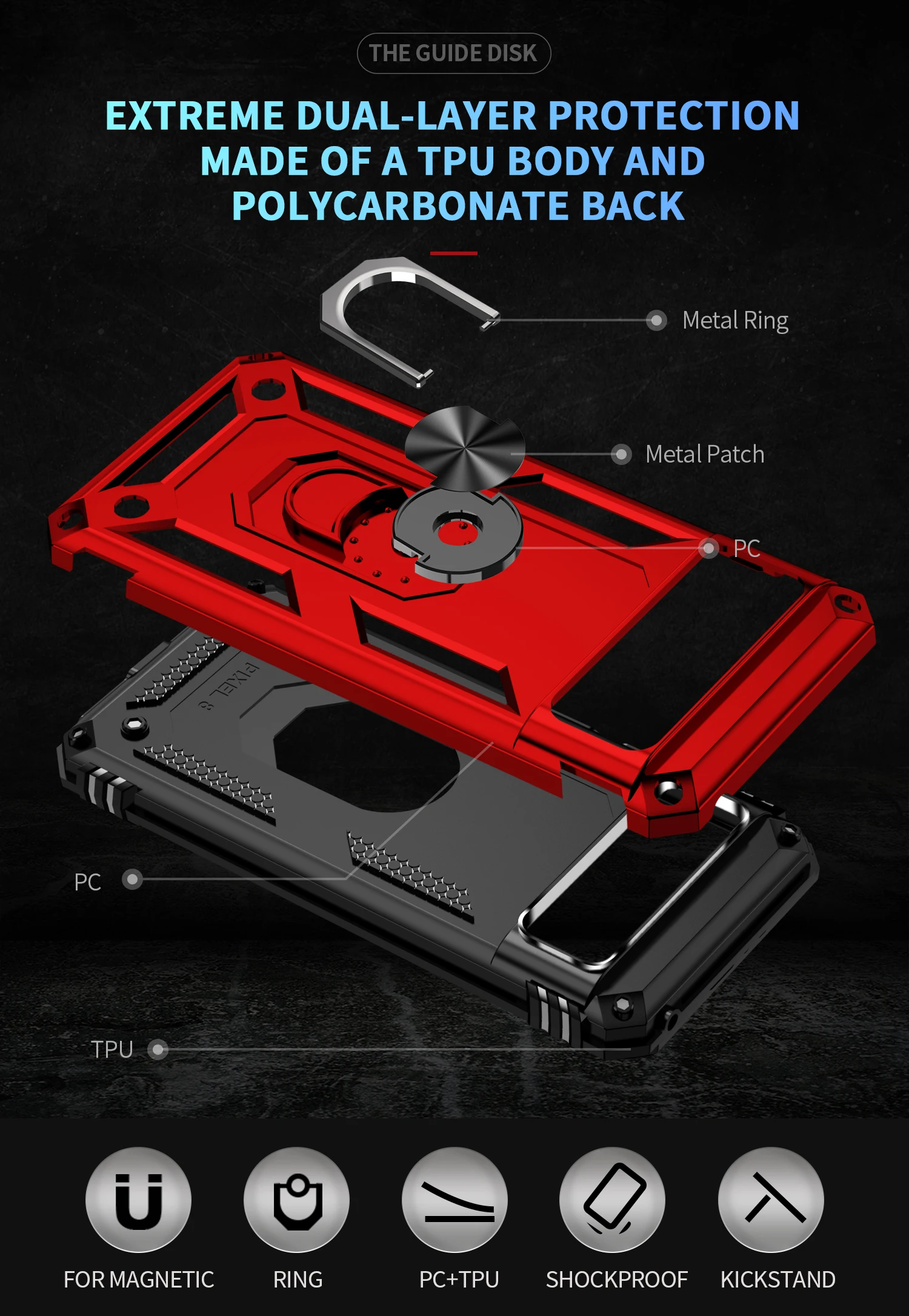 Rugged Drop-Proof Protective Case with Kickstand