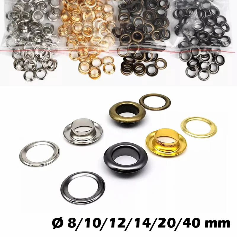 50Set 8mm to 40mm Iron Buckle Eyelet With Washe for DIY Leather Craft Bags Bolsas Shoes Tools Clothing Belt Hat Tarp Accessories