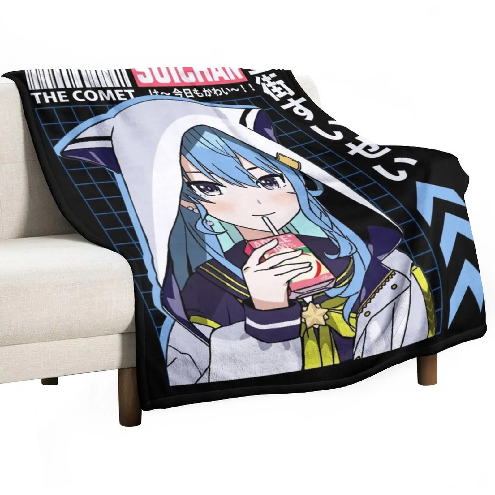 

Hololive Hoshimachi Suisei with Hoodie Throw Blanket Decorative Sofa Blankets Luxury Throw Blanket anime