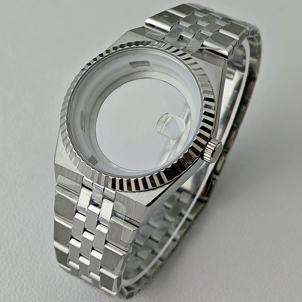 High Quality Men's Silver Case Watch with Sapphire Crystal and Full-body Mirror Dial