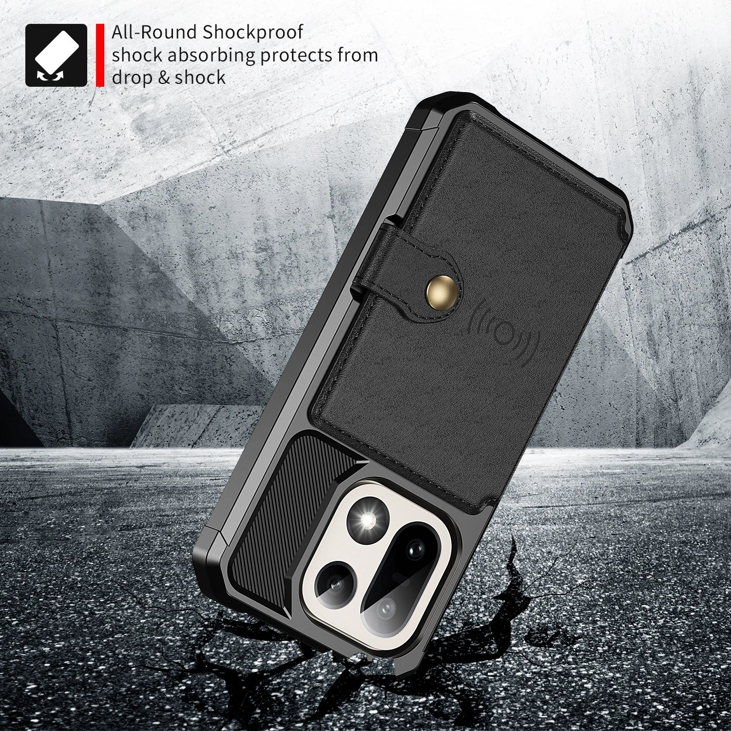 Luxury Leather Magnetic Phone Case with Card Slots and Shockproof Wallet Lens Protection Cover