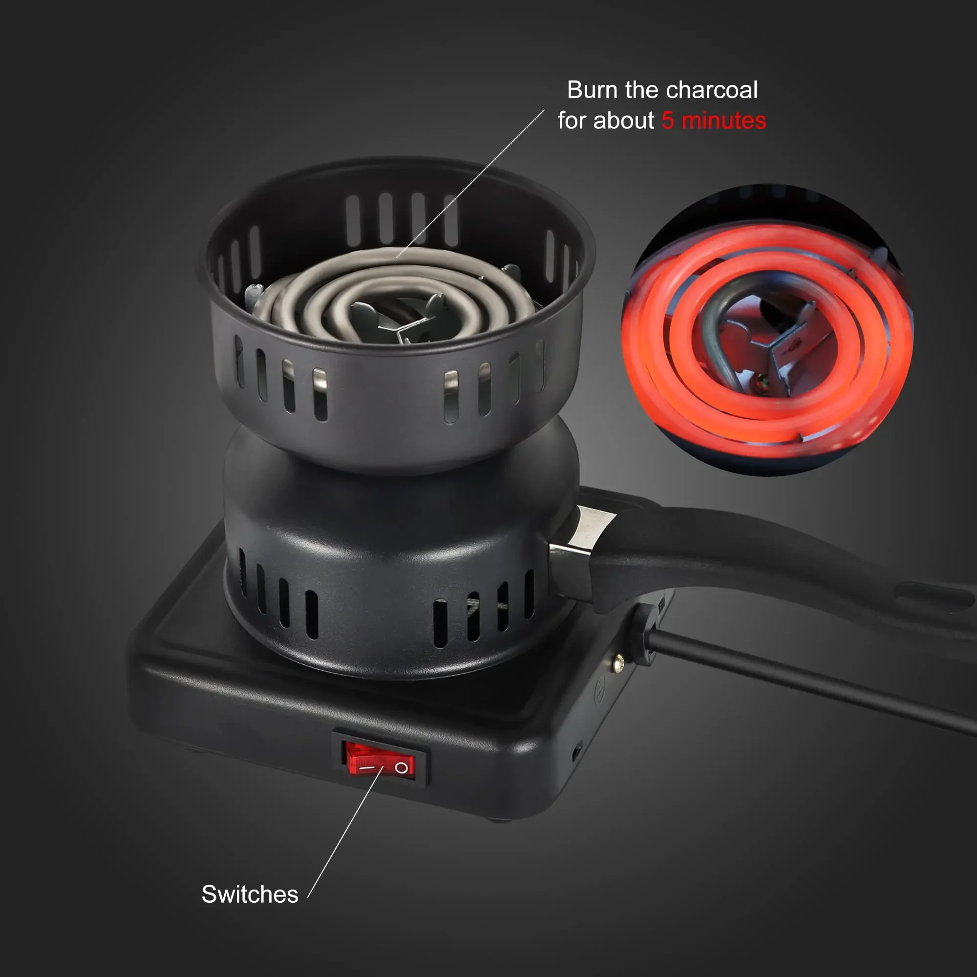 600W Mini Electric Charcoal Burner Coal Electric Hot Plate Stove Starter For Fast Heating BBQ Kitchen Brew Tea 220V