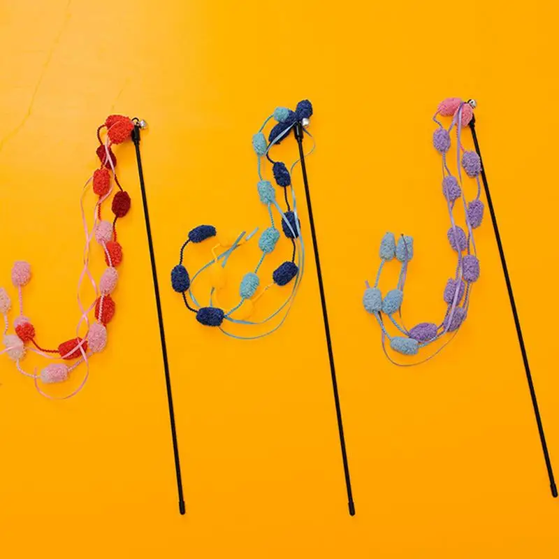 

Cat Teaser Stick Colorful Tassel Cat Want Toy Interactive Teaser Stick Wand Fishing Pole Pet Retractable Toy For Pet Supplies