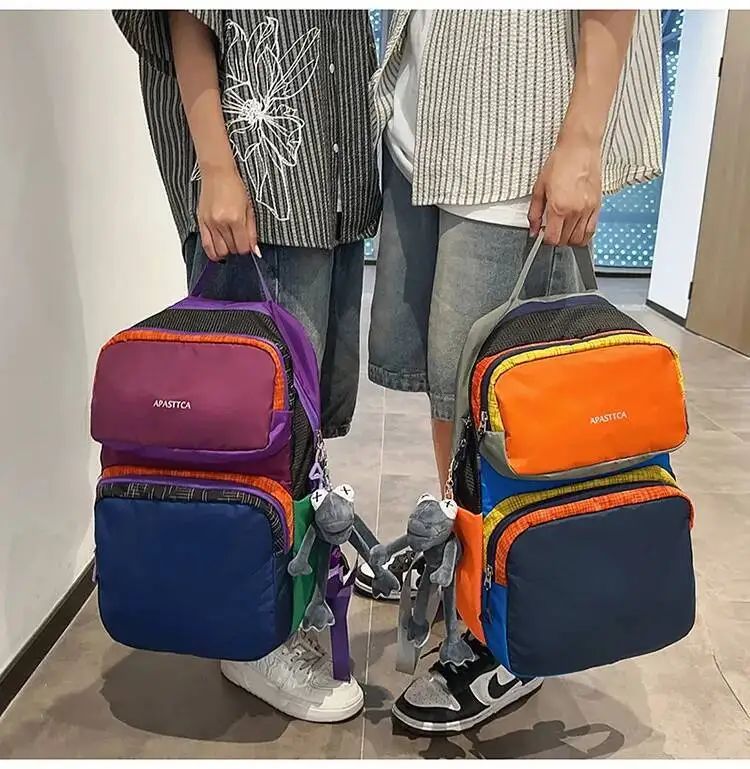 2025 Neuer Outdoor-Reiserucksack, modisch, umweltfreundlich, Patchwork, farbblockierend, vielseitig, ultraleicht, Dopamin-Umhängetaschen – Detail 14