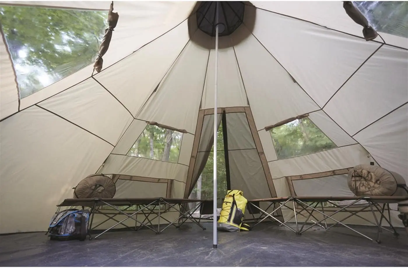 Camping Teepee Tent for Adults, Outdoor, Waterproof, Family, 8 Person, 18' x 18'