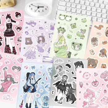 8 pezzi Cartoon Sweet Edgy Girly Scrapbooking Journal Materiale Adesivi Decorazioni fai da te per la decorazione del telefono RegistrazioneYourLife Store