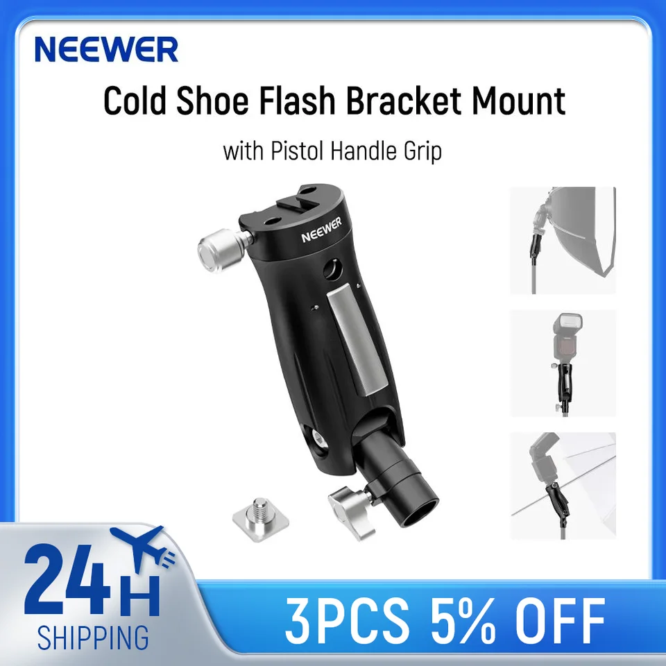 NEEWER Cold Shoe Flash Bracket Mount With Pistol Handle Grip 1 4 Screw Universal Light Stand Adapter For Off Camera Flash Speedlite Umbrella Softbox Quick Setup Lock 360 Swivel 90 Tilt Gm14&pid=nda5mde3ot - View #14