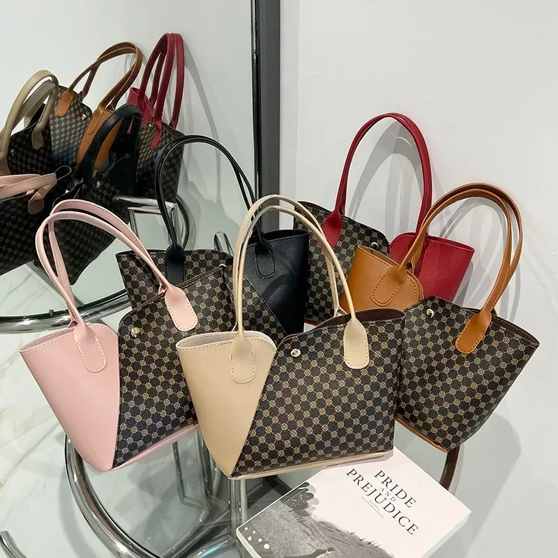 

SW7 Women's Bag 2023 New Ladies Handbag Fashion Versatile Flower Material Splice Tote Cabbage Basket Handbag Women's Bag