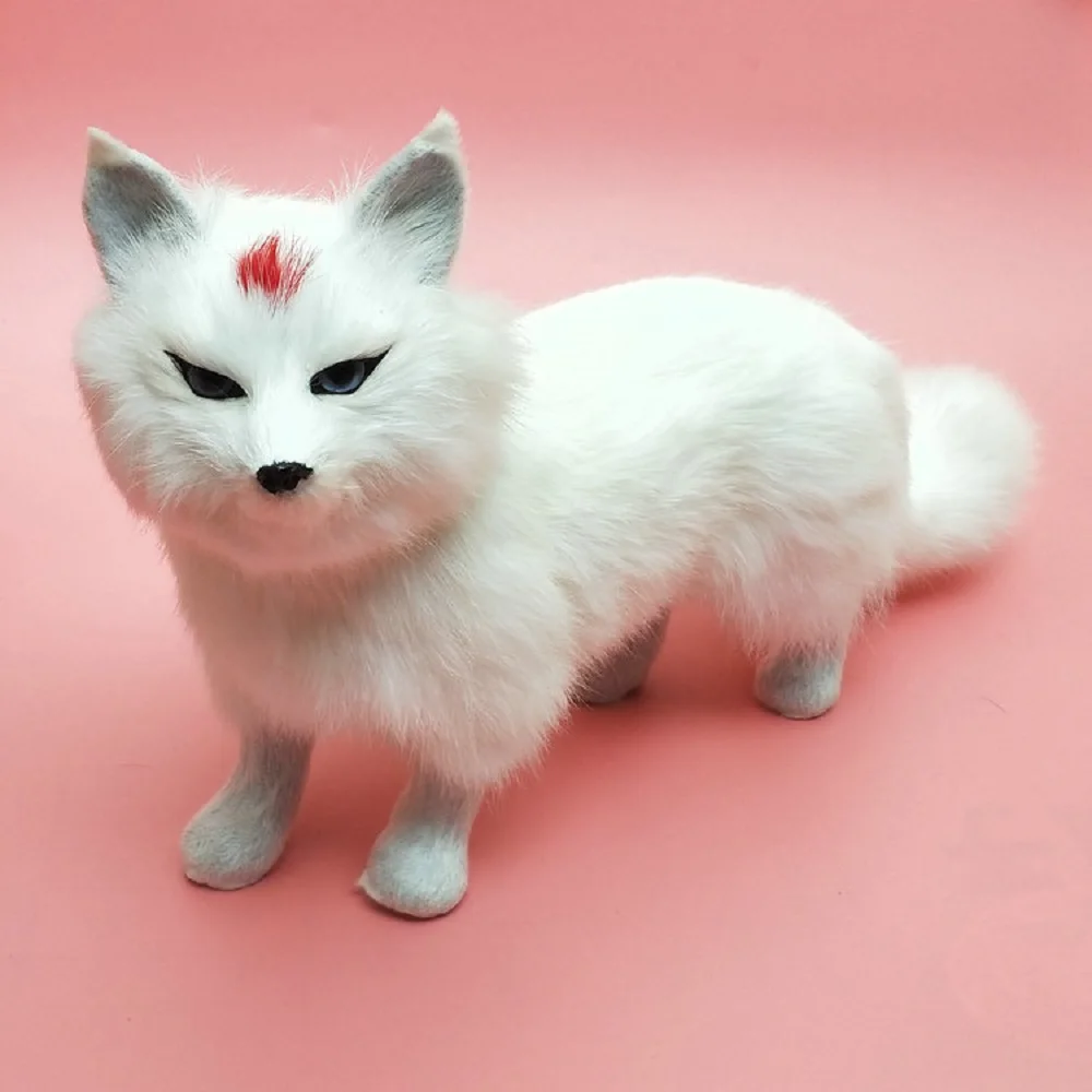 

cute real life white fox model plastic&furs simulation red top fox gift about 34x22cm xf2854