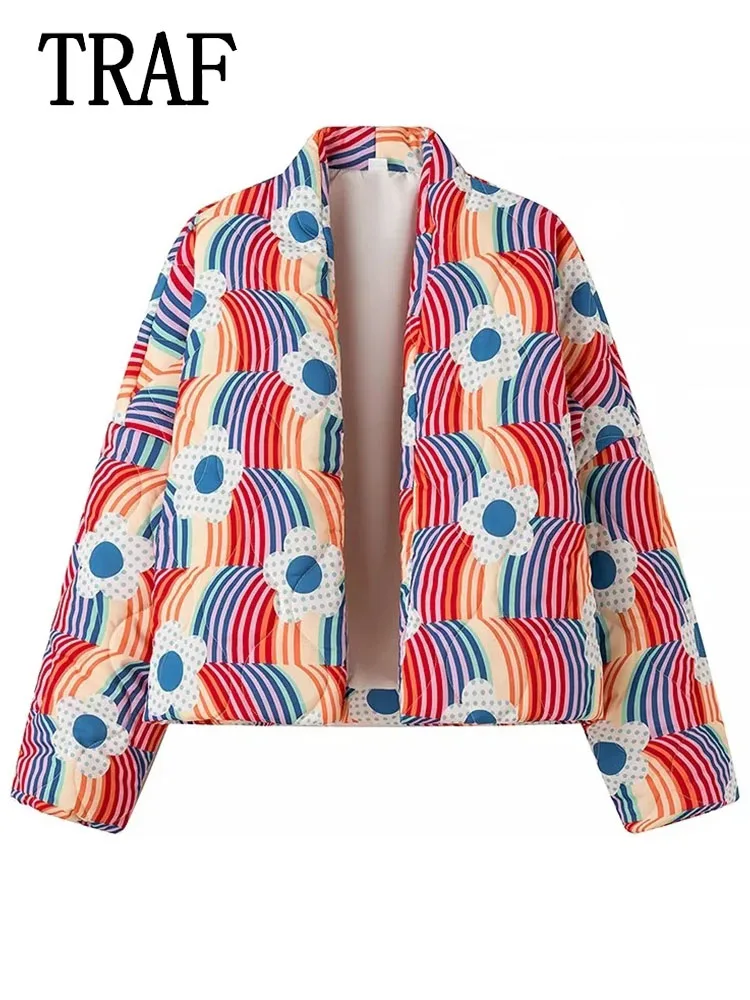 

Зимнее хлопковое пальто TRAF 2024, модные парки оверсайз с длинным рукавом, женская повседневная куртка, женская верхняя одежда, пальто