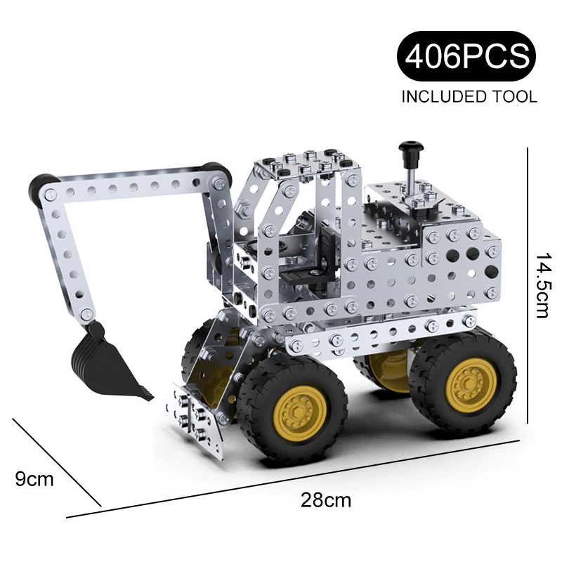 3D Metal Assembly Building Block Excavator Model