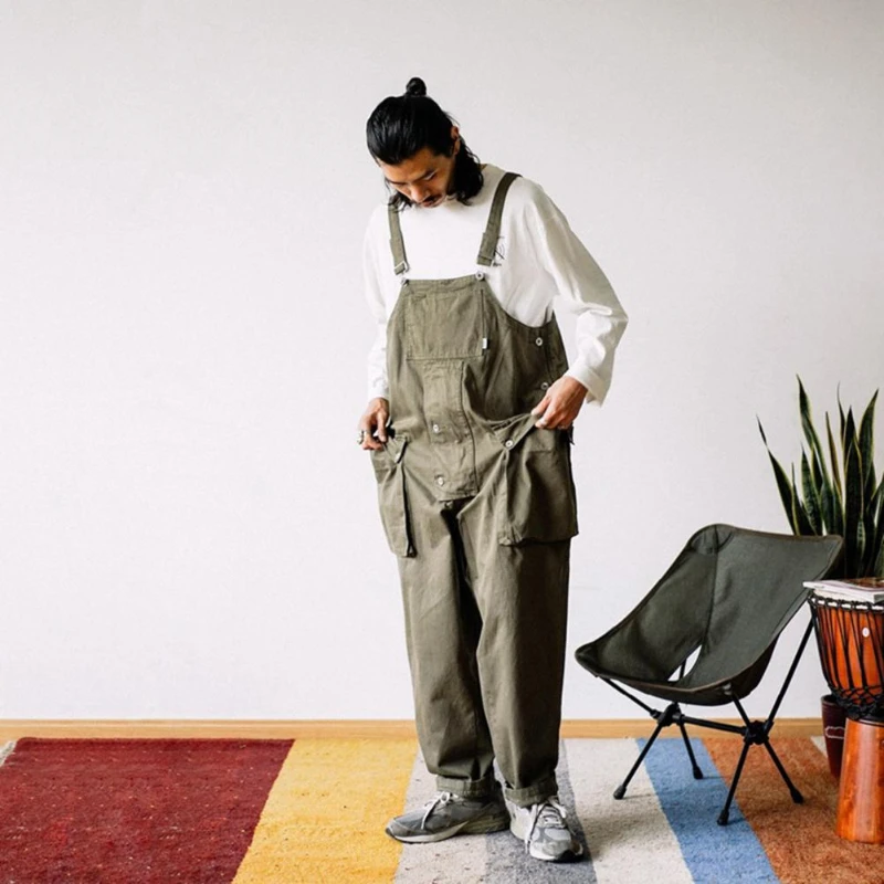 Coveralls Oversized Men Jumpsuit Pocket Big Pockets Cargo Work Pants Trendy Sleeveless Men Pants Summer Clothes